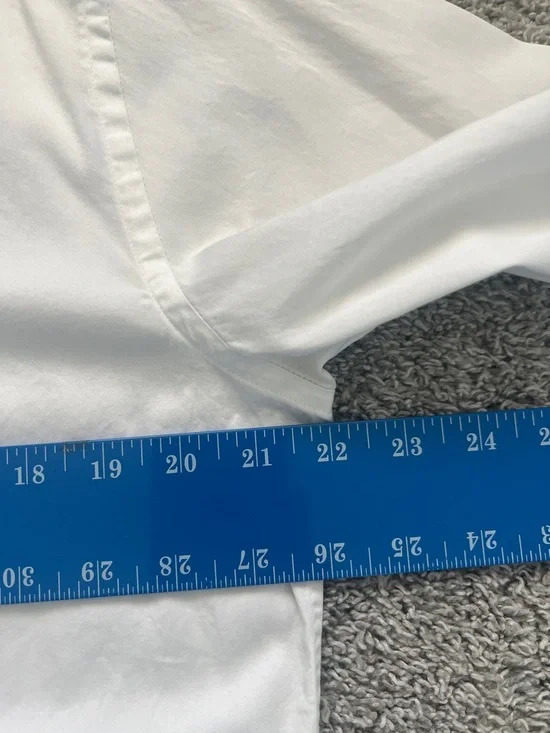 Bogosse White Men's Button-Down Shirt with Blue Plaid Trim Flip Cuffs Size 4 (L) - Picture 14 of 15